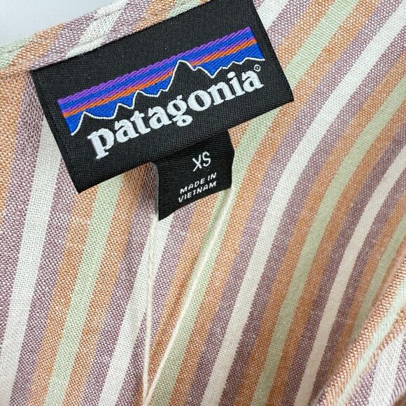 Patagonia Sleeveless Jumpsuit XS Garden Island Evening Mauve Striped Hemp NWT - Picture 15 of 15